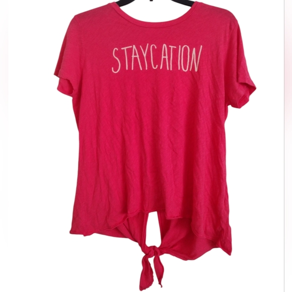 Sundry Red Staycation Back Tie 100% Cotton Tshirt Size 1 (Small 4-6) - Picture 1 of 12